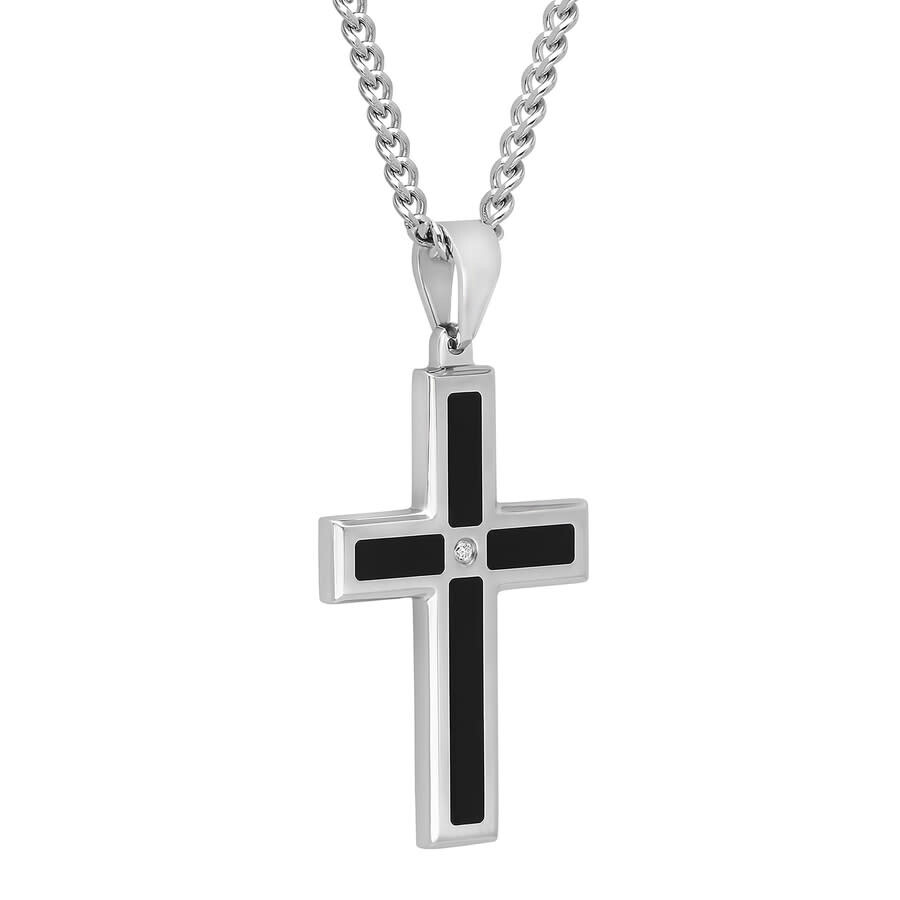 Robert Alton Diamond Accent Stainless Steel & Resin Cross Pendant In Two-tone