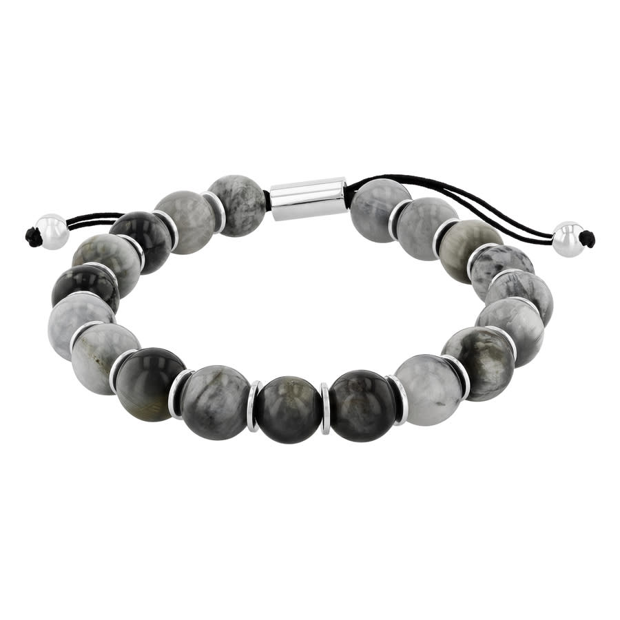 Robert Alton Men's Gray Tiger Eye Bead Bolo Bracelet In Silver Tone