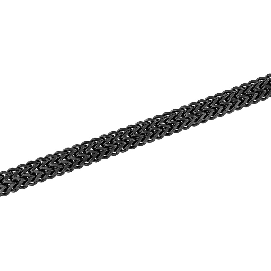 Robert Alton Stainless Steel Black & White Double Row Men's Link Bracelet In Black
