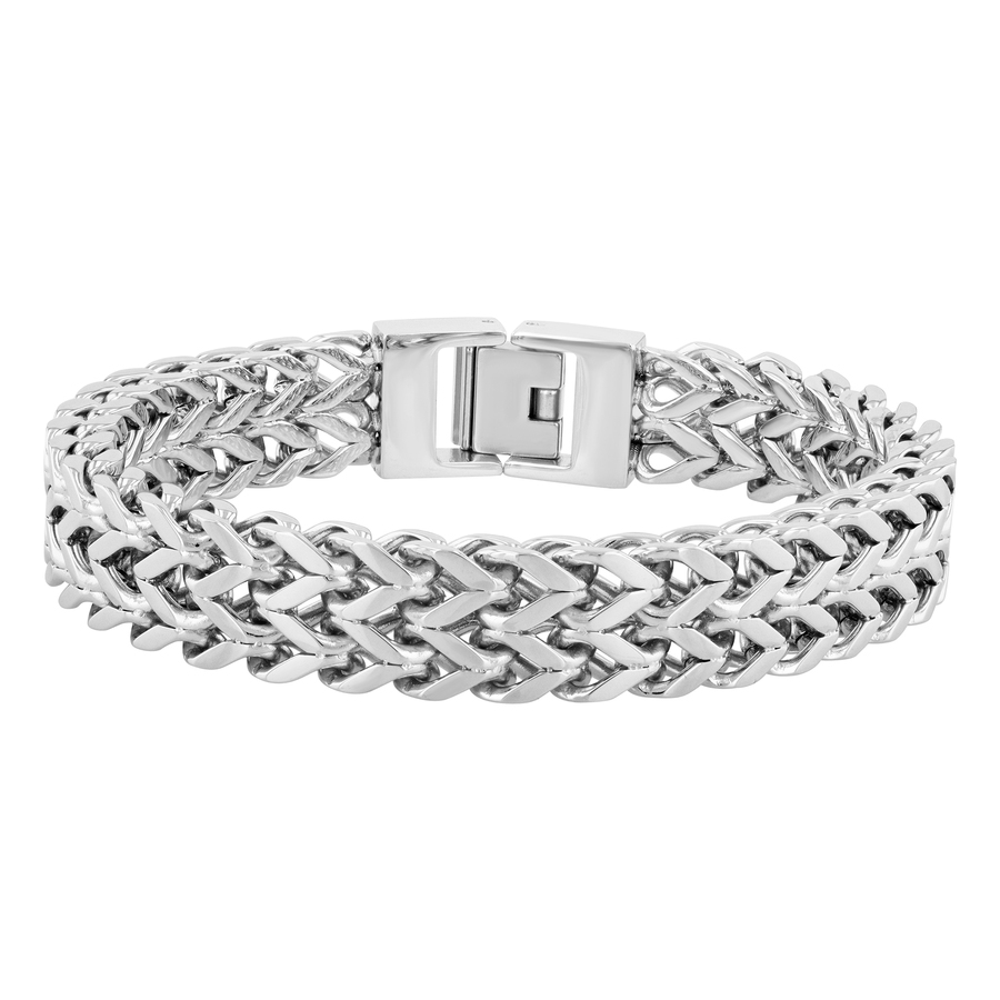 Robert Alton Stainless Steel Double Row Men's Franco Bracelet In Silver Tone