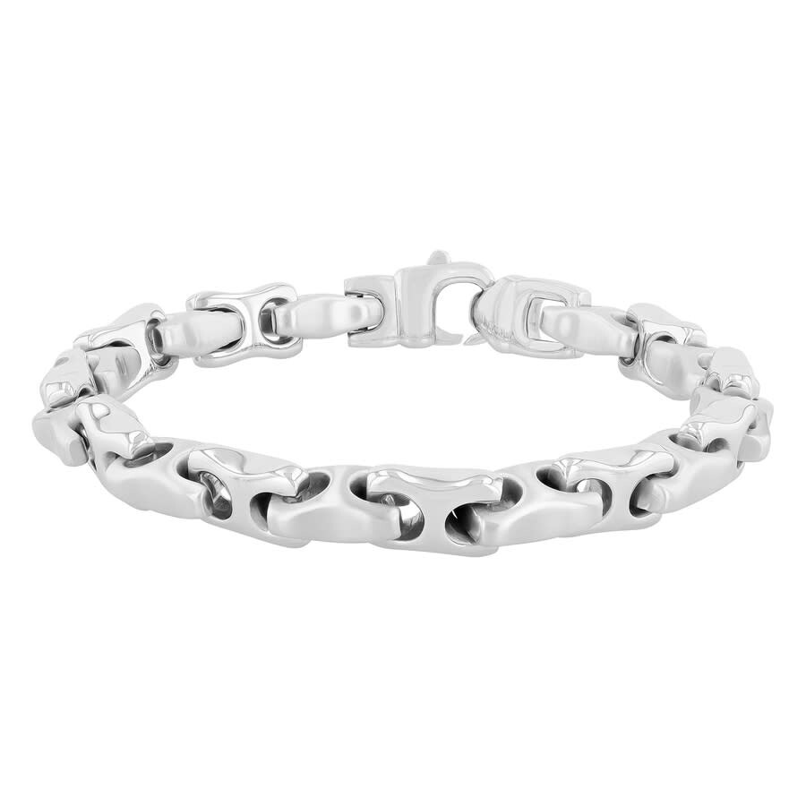 Robert Alton Stainless Steel High Polish Mariner Link Bracelet In White