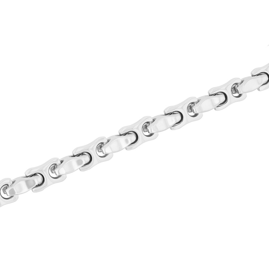 Robert Alton Stainless Steel High Polish Mariner Link Bracelet In White