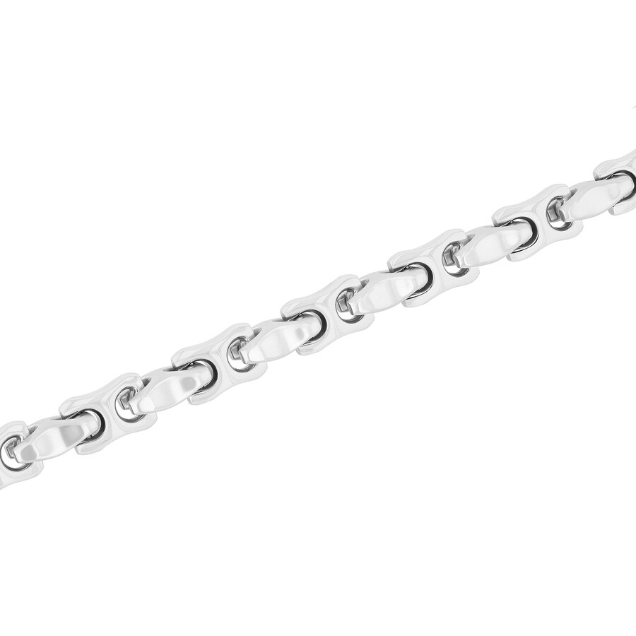 Shop Robert Alton Stainless Steel High Polish Mariner Link Bracelet In White