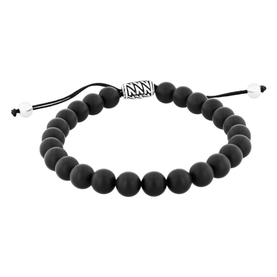 Robert Alton Stainless Steel Matte Onyx Bead Bolo Bracelet In Black