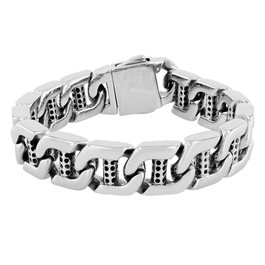 Shop Robert Alton Stainless Steel Mens Link Bracelet In Silver-tone