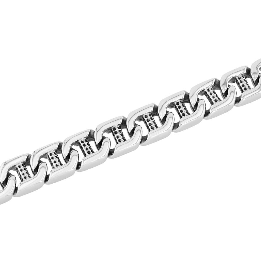 Shop Robert Alton Stainless Steel Mens Link Bracelet In Silver-tone