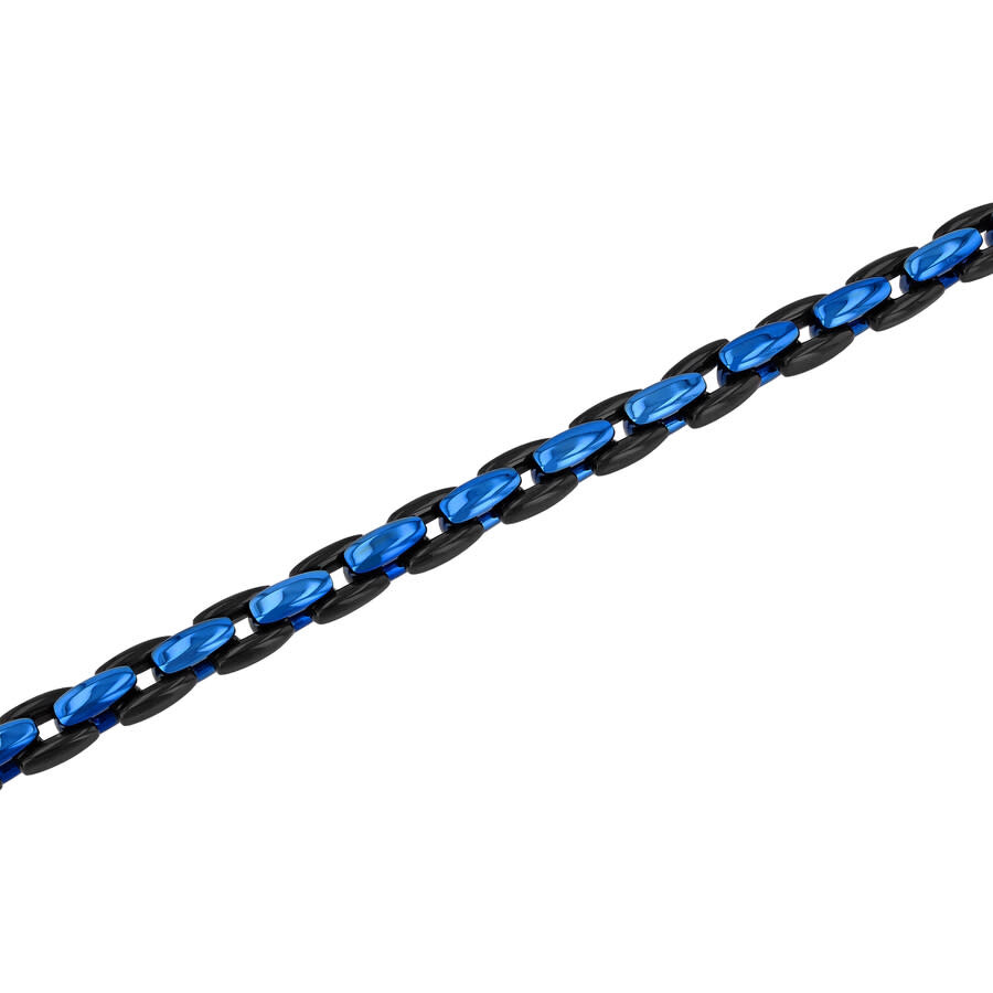 Robert Alton Stainless Steel With Black & Blue Finish Bracelet In Two-tone