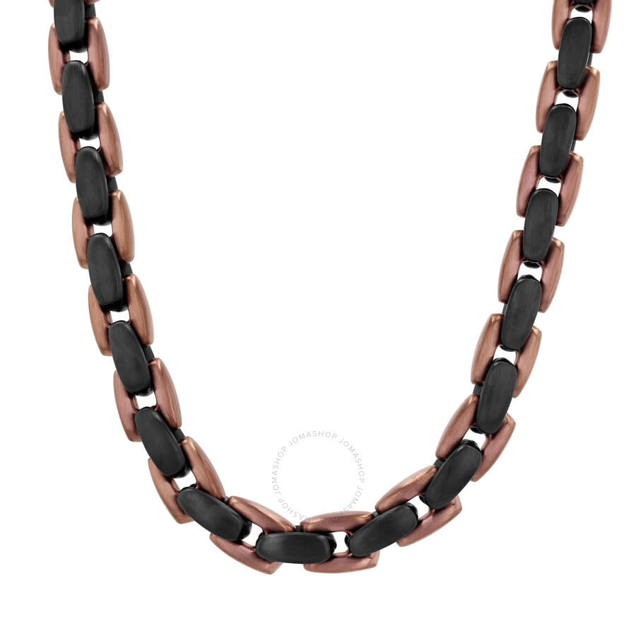 Shop Robert Alton Stainless Steel With Black & Brown Finish Oval Link Chain In Two-tone