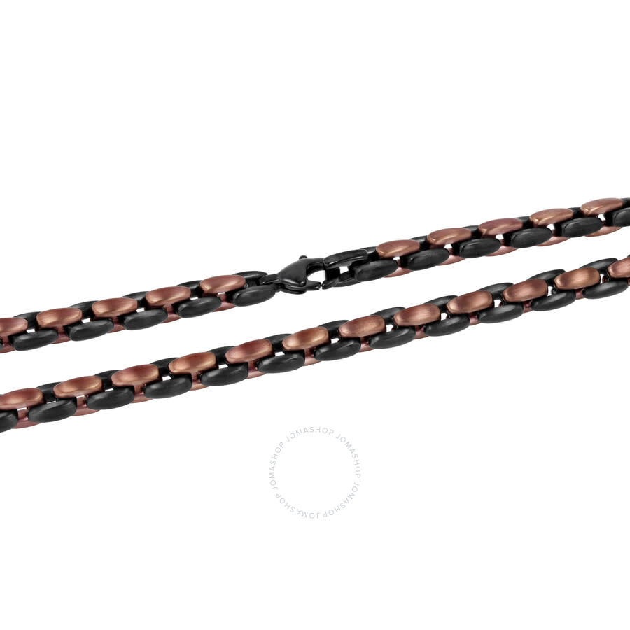 Shop Robert Alton Stainless Steel With Black & Brown Finish Oval Link Chain In Two-tone