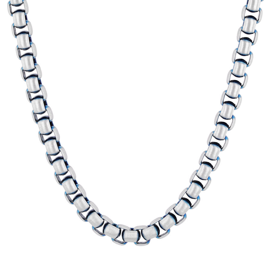 Robert Alton Stainless Steel With Blue Ip Box Link Fashion Chain In Two Tone