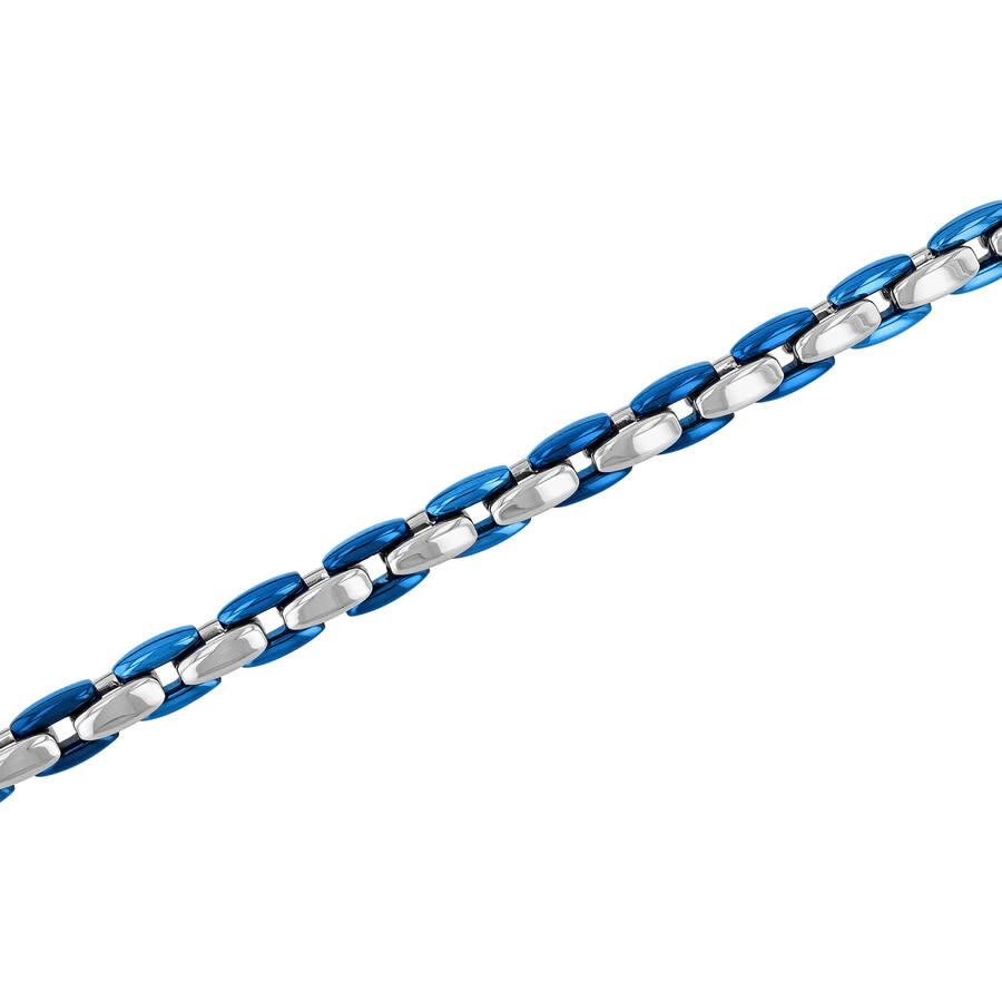 Shop Robert Alton Stainless Steel With White & Blue Finish Bracelet In Two-tone