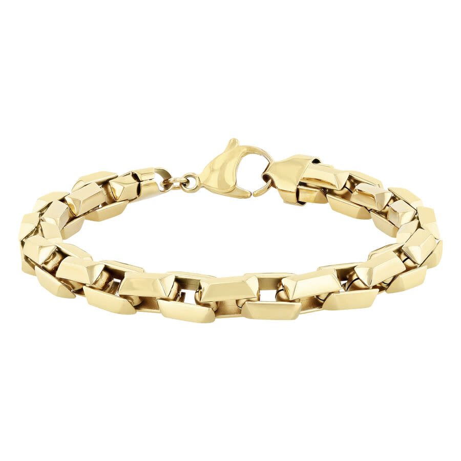 Shop Robert Alton Stainless Steel With Yellow Finish Beveled Box Link Bracelet