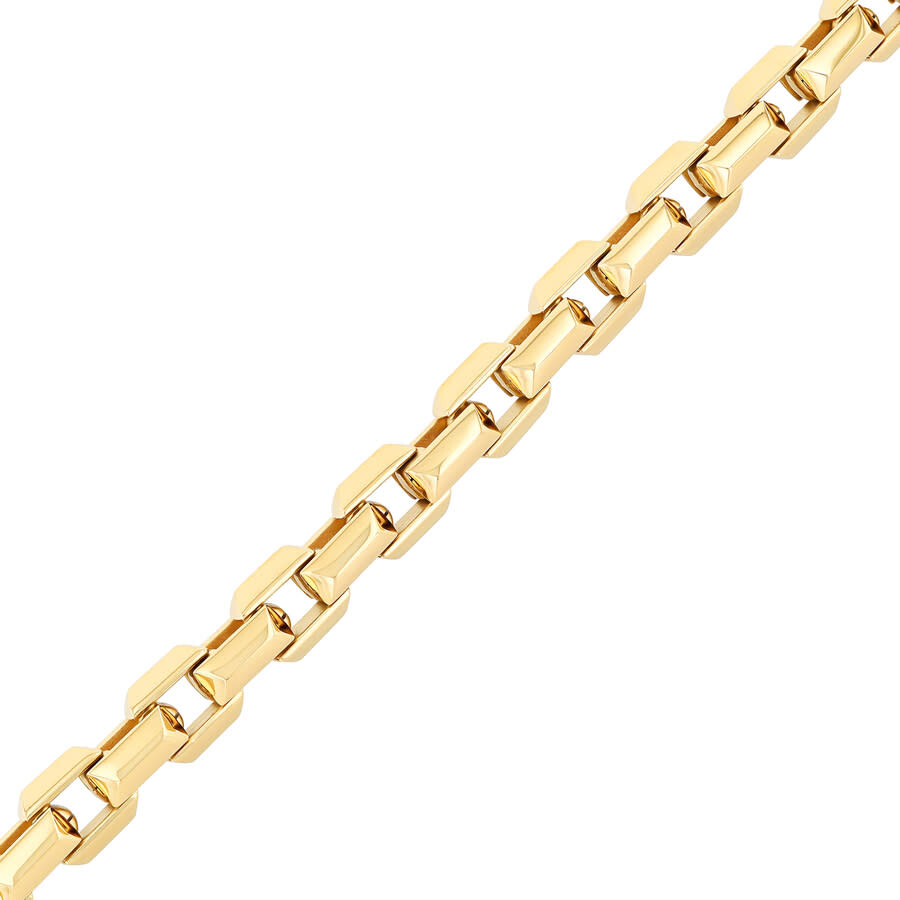 Robert Alton Stainless Steel With Yellow Finish Beveled Box Link Bracelet In Yellow