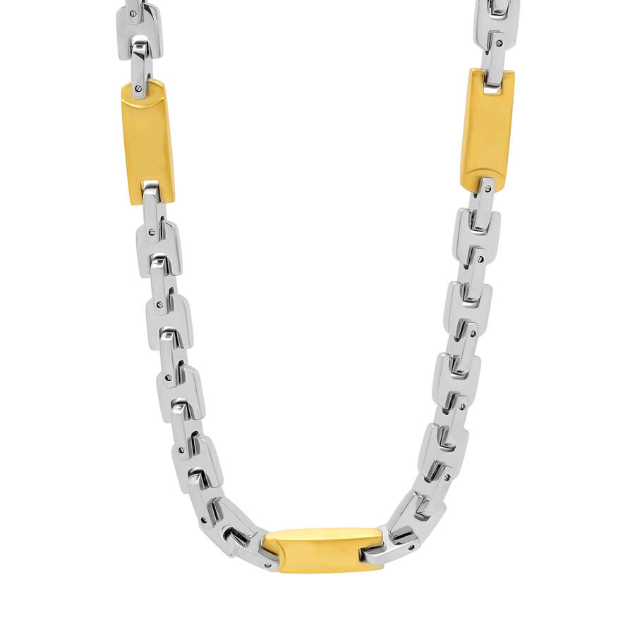 Shop Robert Alton Stainless Steel With Yellow Finish Tag Link Chain In Two-tone