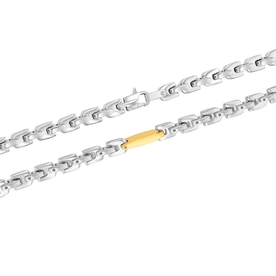 Robert Alton Stainless Steel With Yellow Finish Tag Link Chain In Two-tone