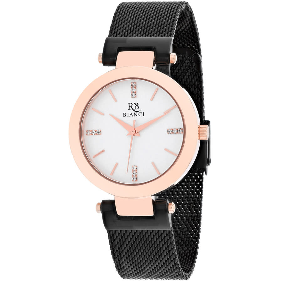 Shop Roberto Bianci Cristallo Quartz Silver Dial Ladies Watch Rb0404 In Gold Tone / Rose / Rose Gold Tone / Silver