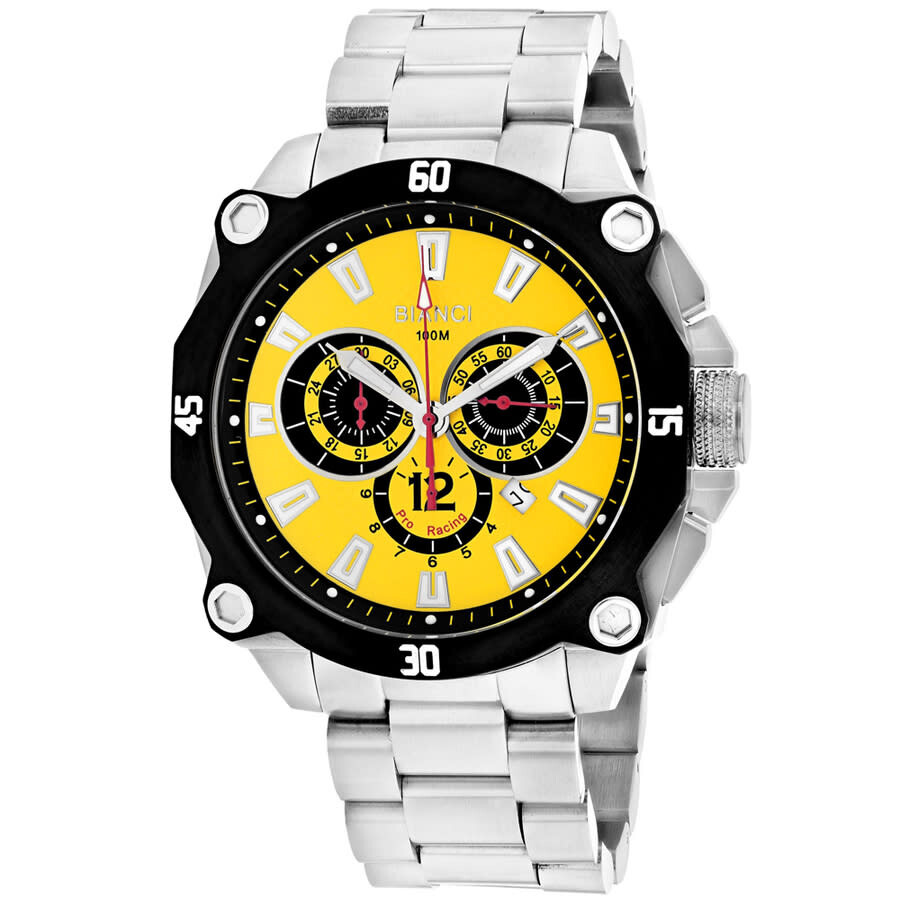 Shop Roberto Bianci Enzo Chronograph Quartz Yellow Dial Men's Watch Rb71011 In Black / Yellow