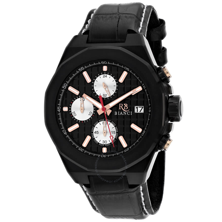 Shop Roberto Bianci Fratelli Chronograph Quartz Black Dial Men's Watch Rb0132 In Black / Gold Tone / Rose / Rose Gold Tone / White