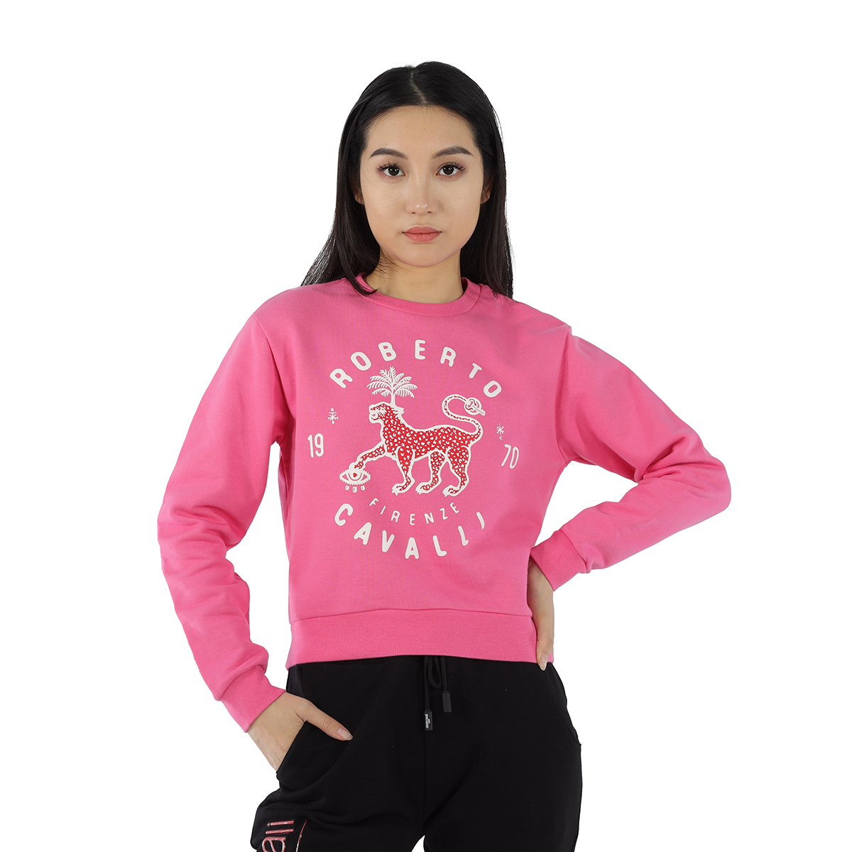 Roberto Cavalli Girls Cotton Leopard Print Logo Hoodie