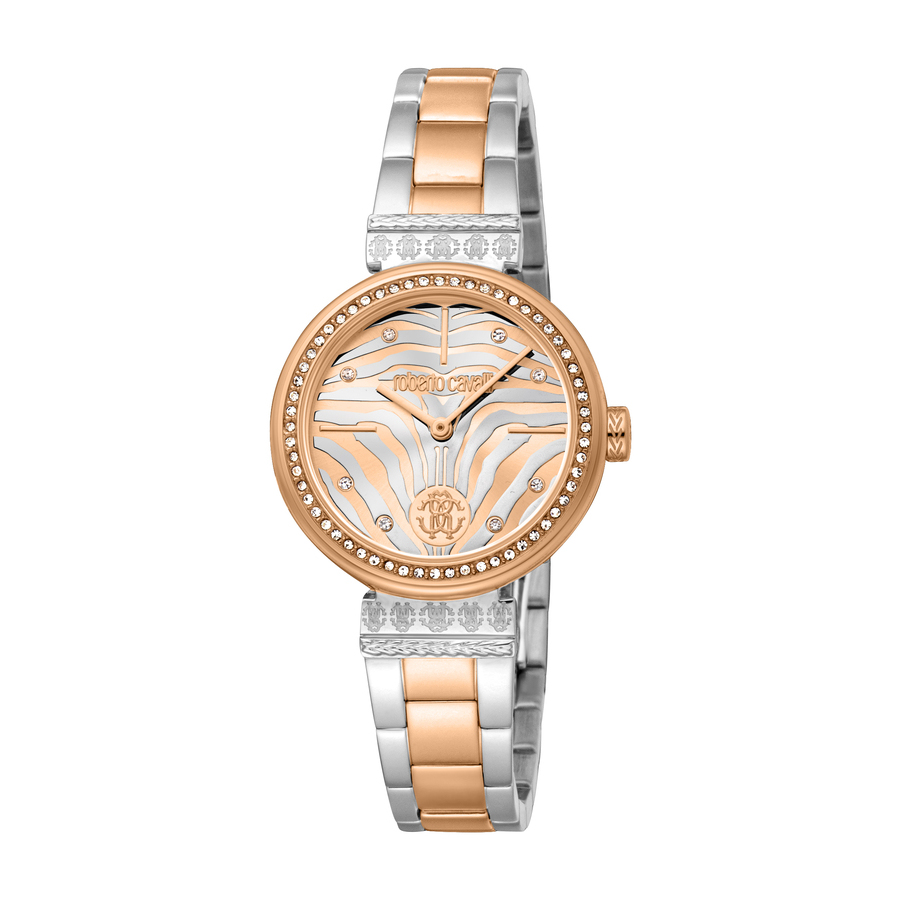Roberto Cavalli Logo Rose Gold-tone Dial Ladies Watch RC5L080M0065
