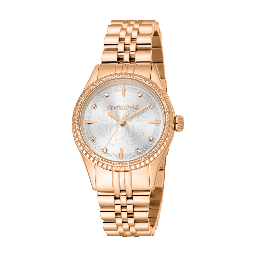 Roberto Cavalli Logo Silver-tone Dial Ladies Watch RC5L024M1075