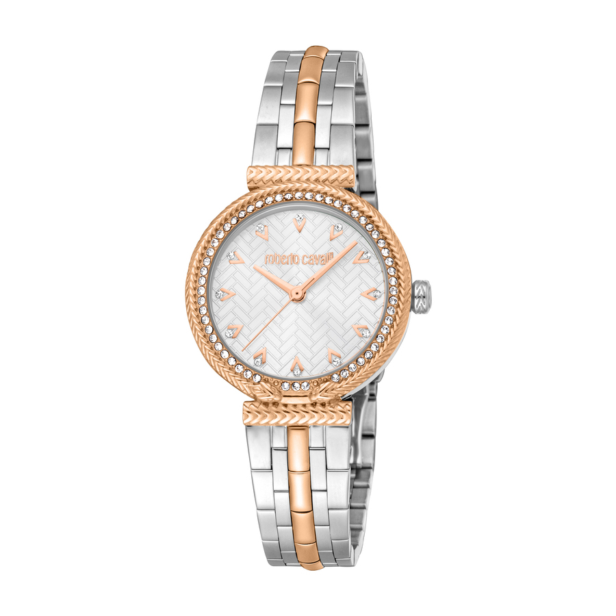 Roberto Cavalli Snake Core Silver-tone Dial Ladies Watch RC5L078M0075