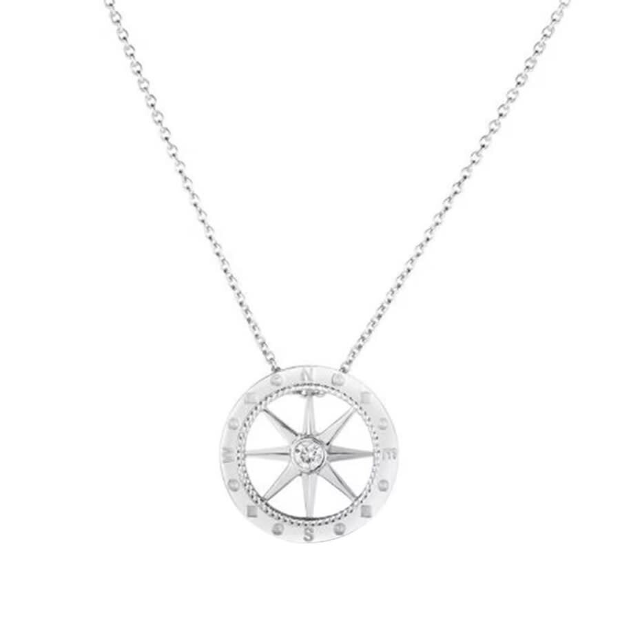 Roberto Coin 18k White Gold 0.03cttw Diamond Tiny Treasures Compass Necklace 18" - 002137awchx0 In Metallic