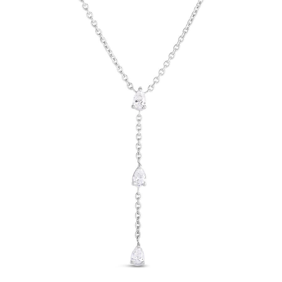 Roberto Coin 18k White Gold 3 Diamond 0.39cttw Pear Shape Drop Necklace In White