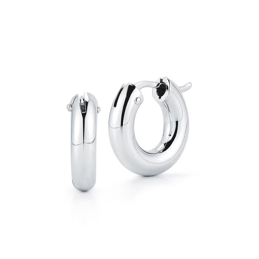 Roberto Coin 18k White Gold Designer Gold Small Round Hoop Earrings - 210004awer00 In Silver