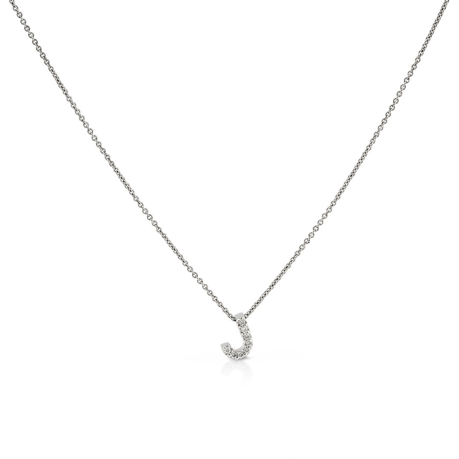 Shop Roberto Coin 18k White Gold Tiny Treasures Diamond Letter "j" Pendant