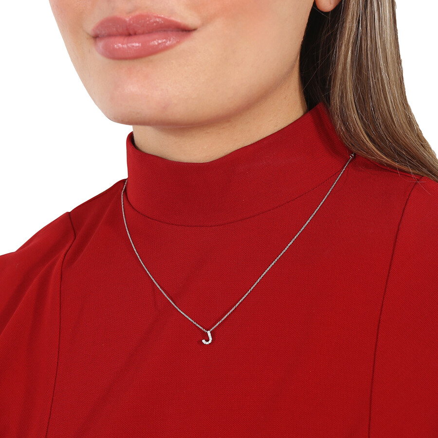 Roberto Coin 18k White Gold Tiny Treasures Diamond Letter "j" Pendant In White