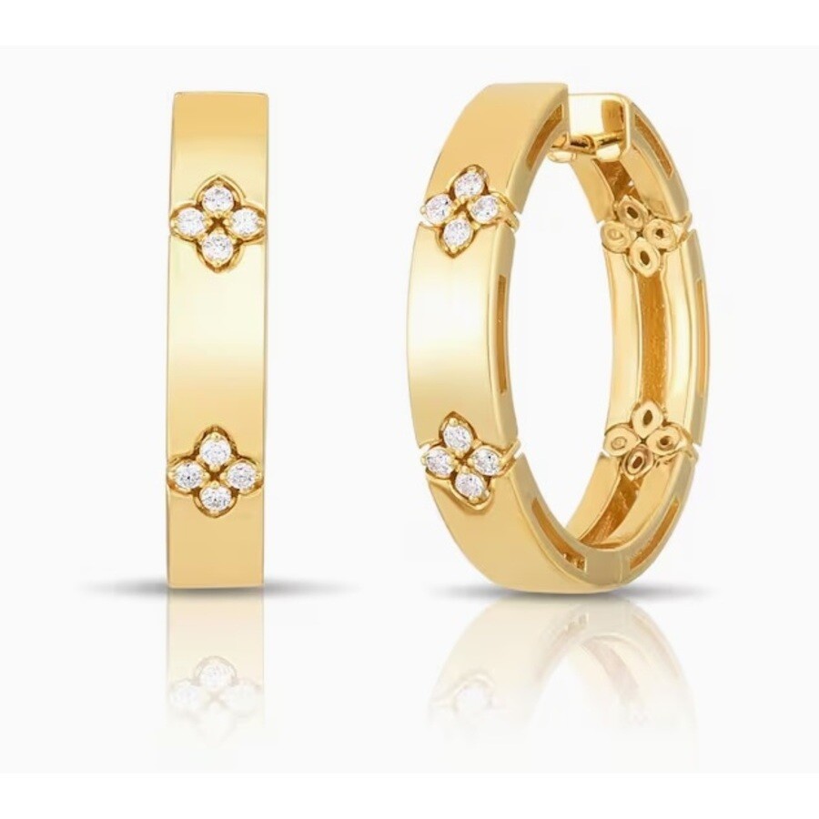 Roberto Coin 18k Yellow Gold And Diamond Love In Verona Hoop Earrings In Yellow