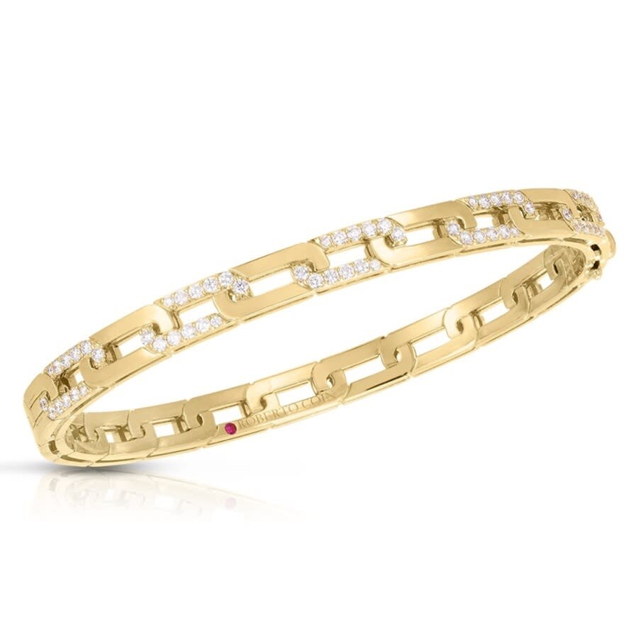 Roberto Coin 18k Yellow Gold Navarra Diamond Accents Slim Bangle - 8883151aybaxs In Multi