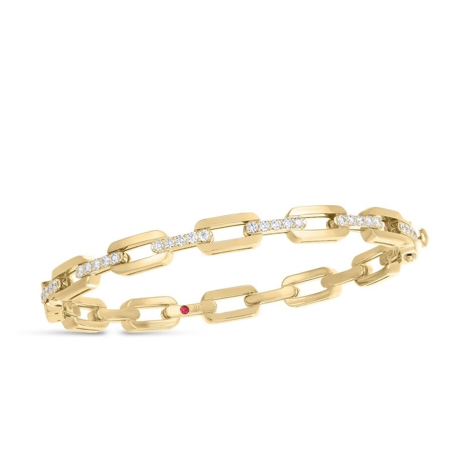 Roberto Coin 18k Yellow Gold Navarra Diamond Chain Link Bangle Bracelet In Gold