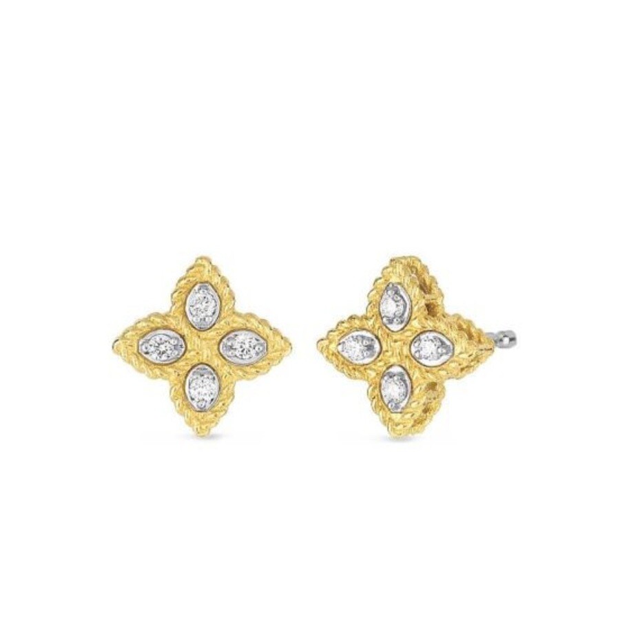 Roberto Coin 18k Yellow Gold Small Princess Flower Diamond Stud Earrings - 7771383ajerx In Yellow