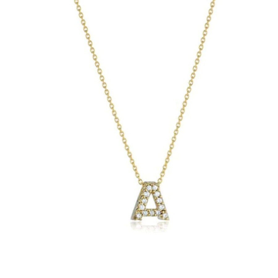 Roberto Coin 18k Yellow Gold Tiny Treasures Letter "a" Initial Necklace In Yellow