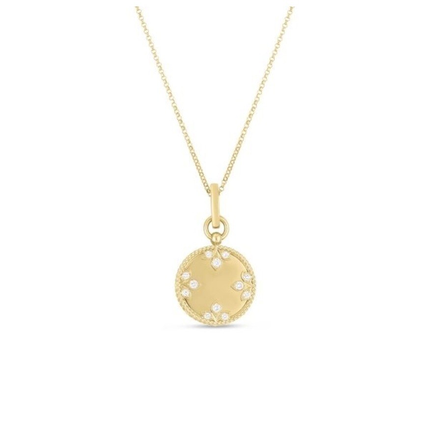 Roberto Coin 18k Yellow Gold Venetian Medallions Small Diamond Necklace - 7773600ay17x In Brown