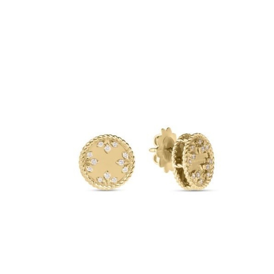 Roberto Coin 18k Yellow Gold Venetian Medallions Small Diamond Stud Earrings - 8883533ayerx In Yellow