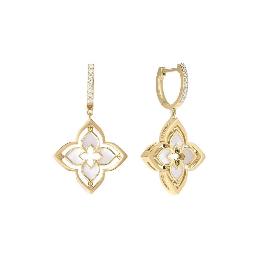 Roberto Coin 18k Yellow Gold Venetian Princess Pirouette Mother Of Pearl & Diamond Earrings - 888369