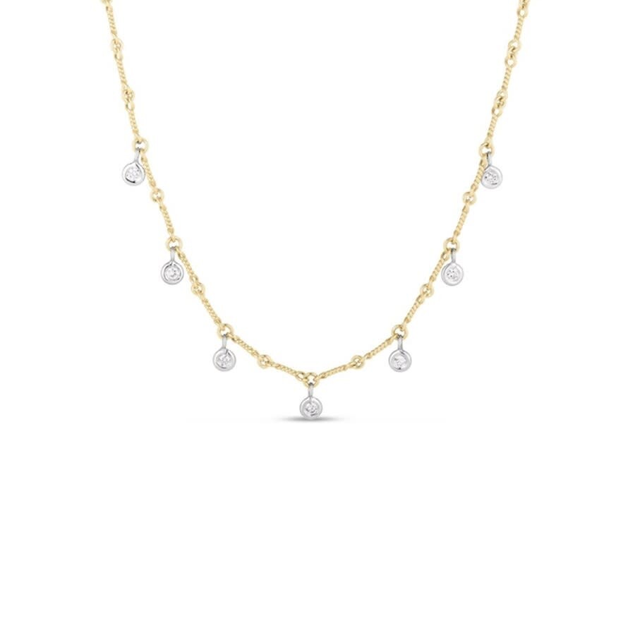 Roberto Coin 18k Yellow/white Gold Diamonds By The Inch Dangling Dogbone Necklace - 002133ajchx0 In Gold