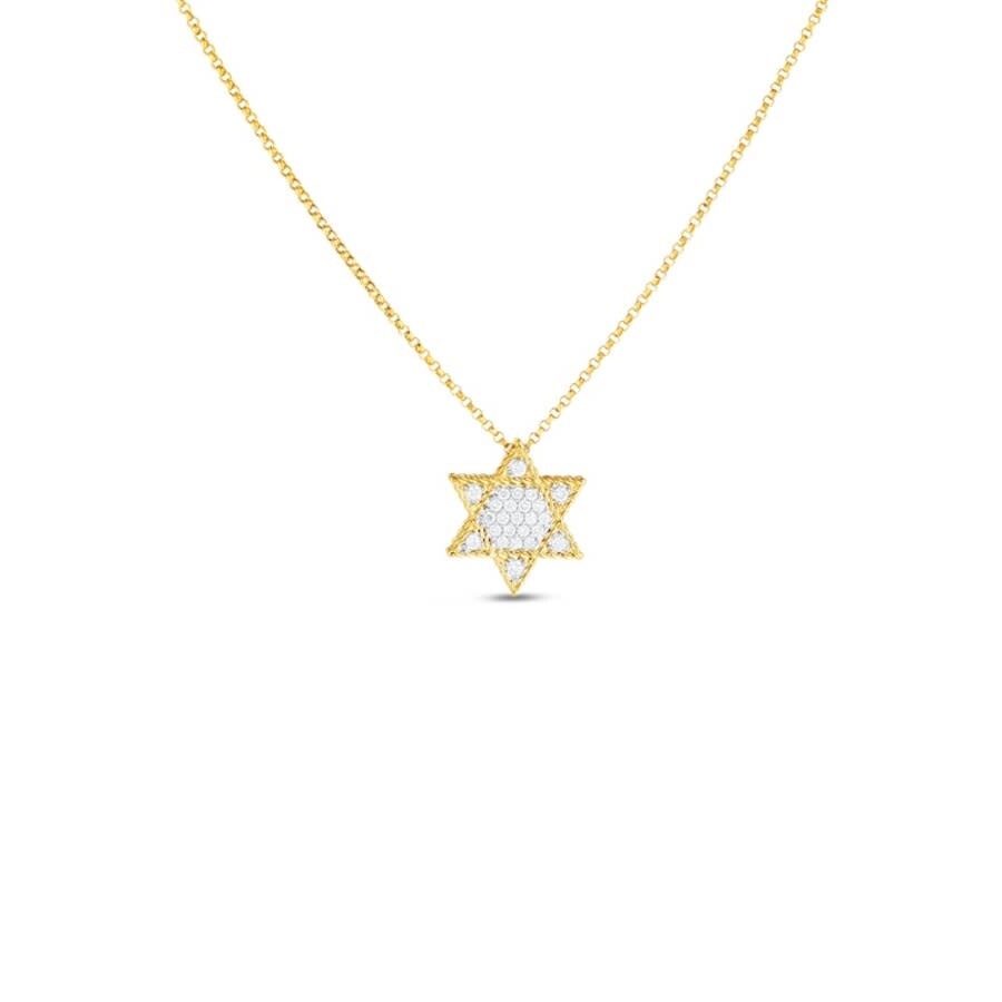 Roberto Coin 18k Yellow/white Gold Princess Diamond Star Of David Necklace - 7771774aj18x In Gold