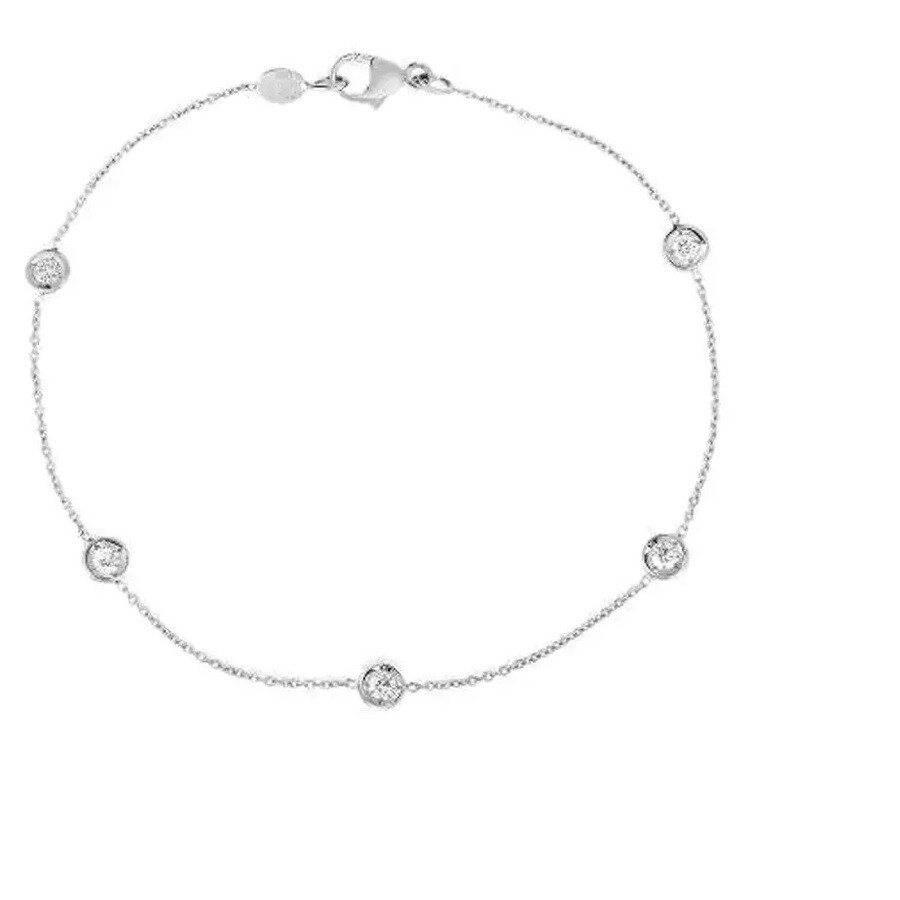 Shop Roberto Coin 5 Diamond Station Bracelet In 18kt White Gold - 001316awlbd0