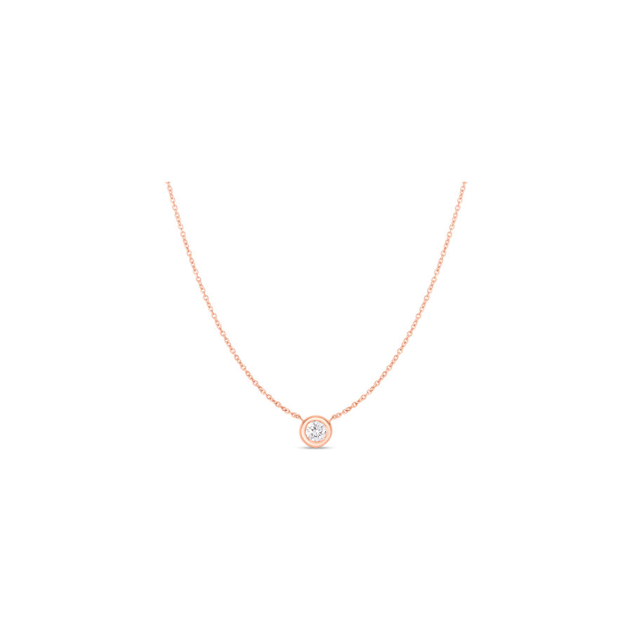 Roberto Coin Diamonds By The Inch 18k Rose Gold Solitaire Necklace In Gold
