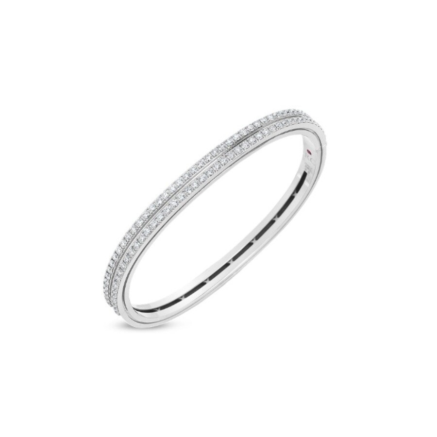 Roberto Coin Portofino White Gold 2 Row Diamond Bangle Bracelet - 7771884awbax In White