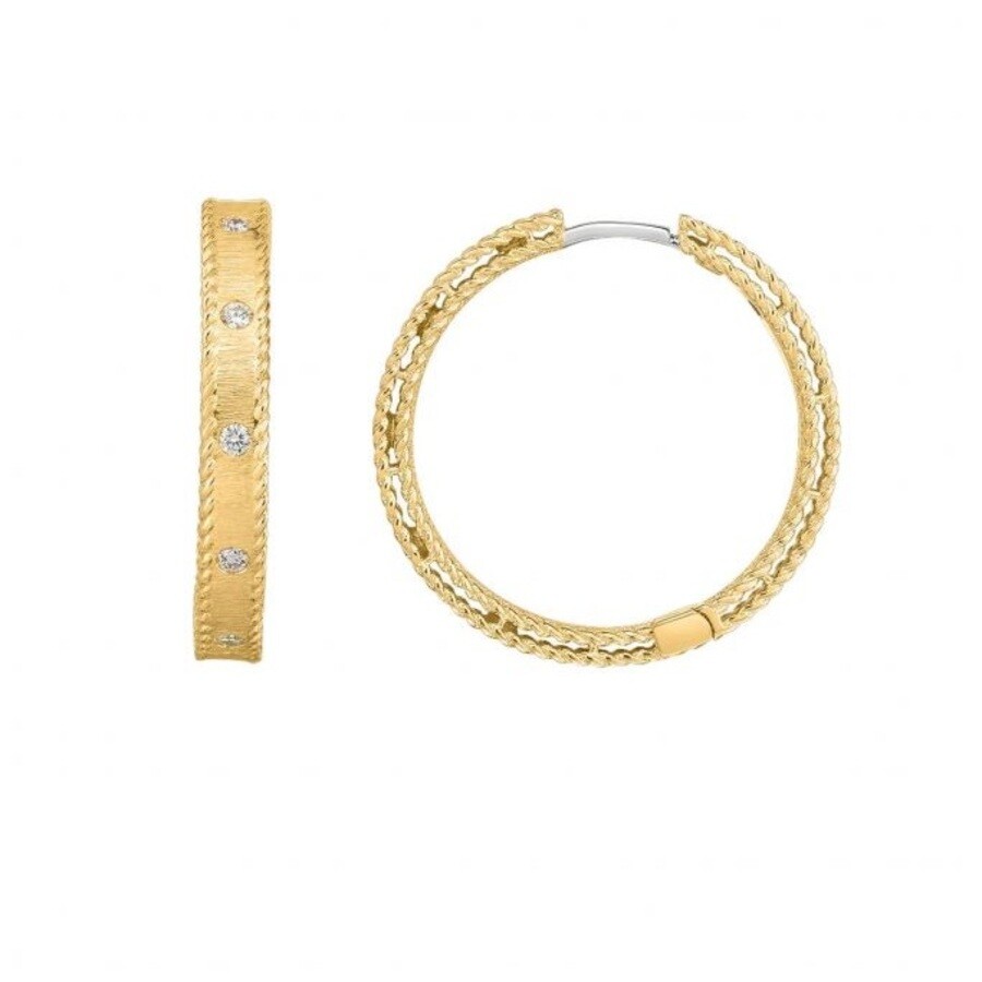 ROBERTO COIN ROBERTO COIN PRINCESS DIAMOND HOOP EARRINGS IN YELLOW GOLD - 7771854AYERX