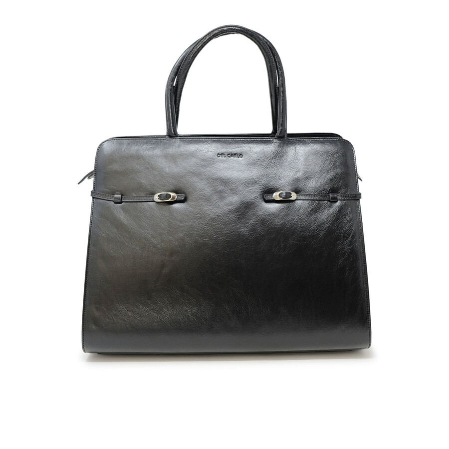 Del Carlo Roberto Black Leather Bag In Black