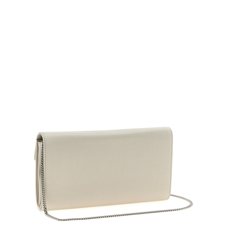 Roger Vivier Blossom Clutch With Chain Strap And Embellished Buckle In Gray
