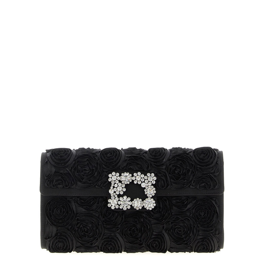 Roger Vivier Efflorescence Clutch In Black