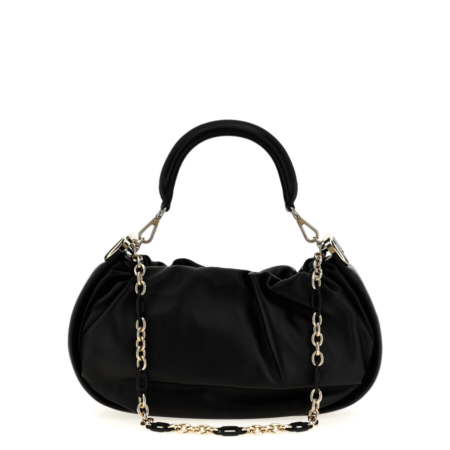 Roger Vivier Viv Choc Medium Leather Hobo Bag In Black