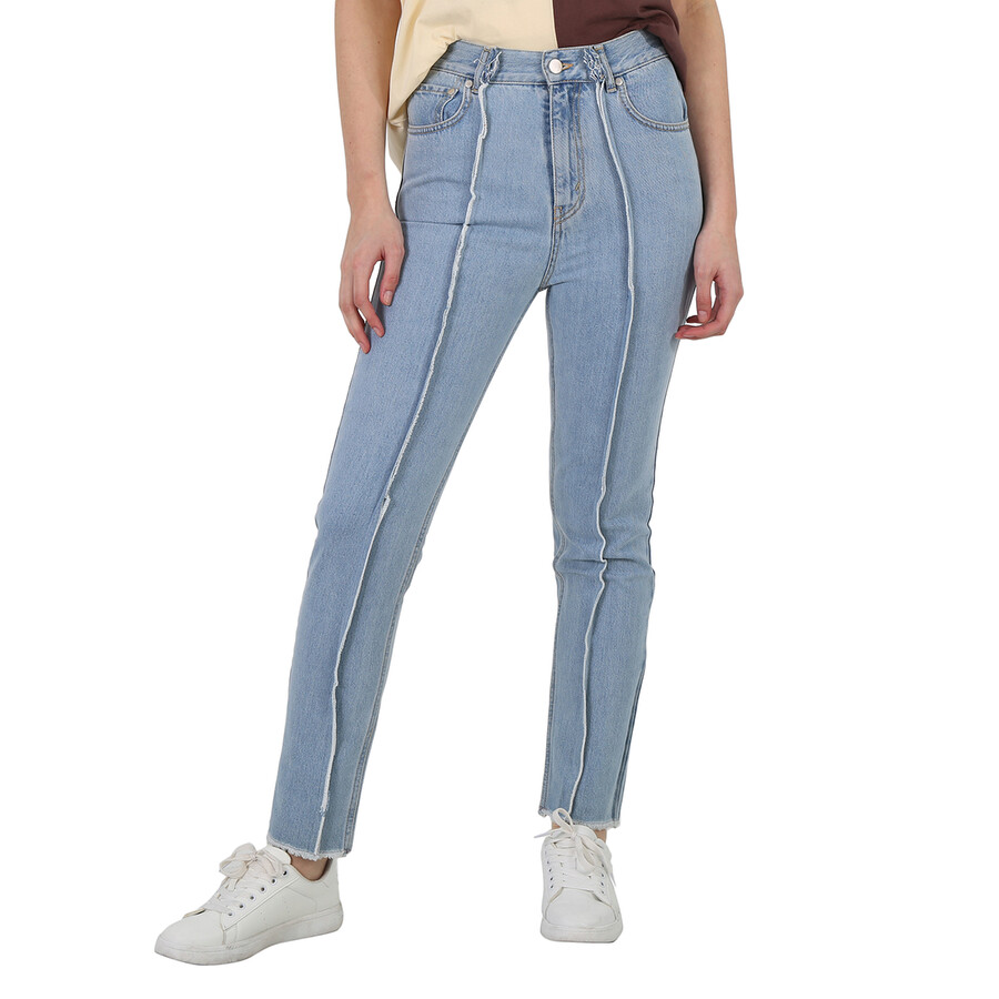 Ladies Frayed Slim Fit Jeans
